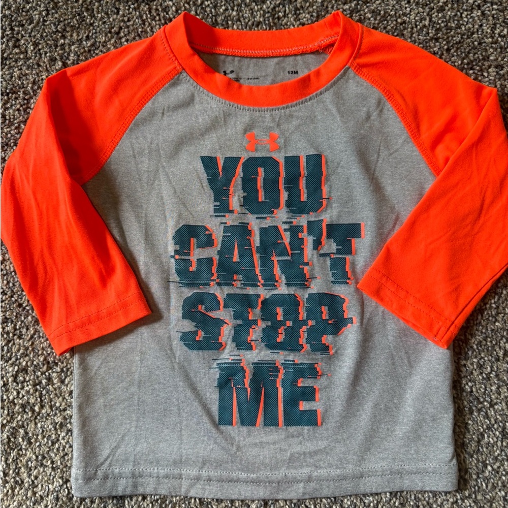 Under Armour Kids' Orange and Gray Long Sleeve Tee